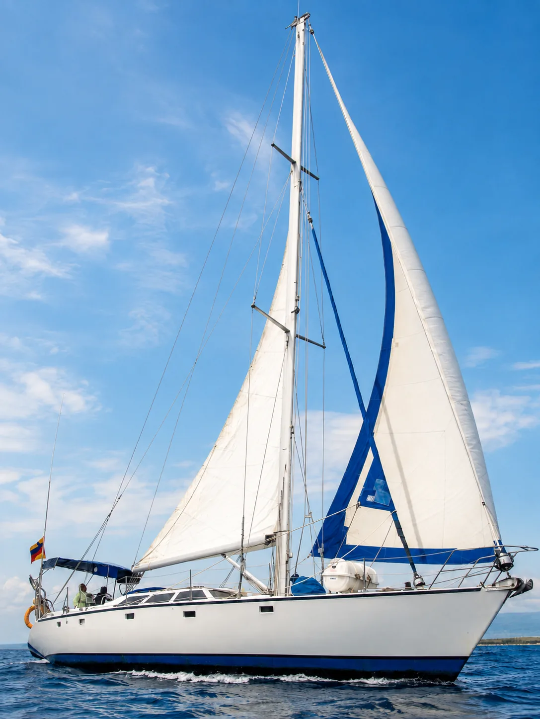 Merak sailboat navigating in Galapagos