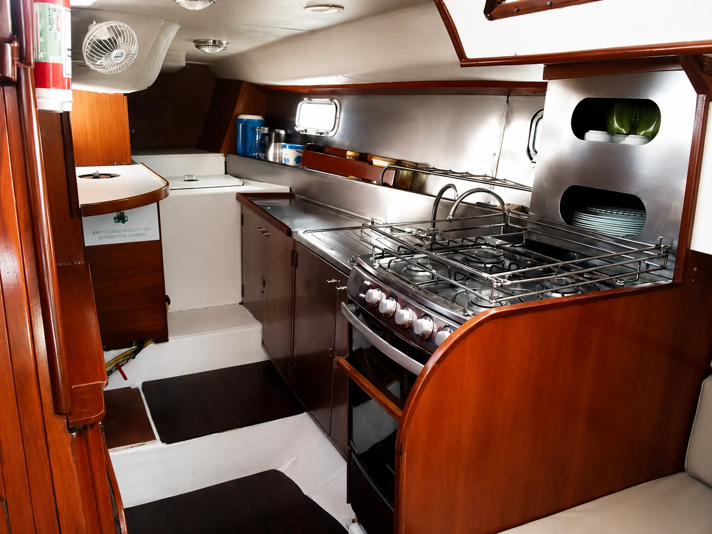 Galley aboard the sailboat