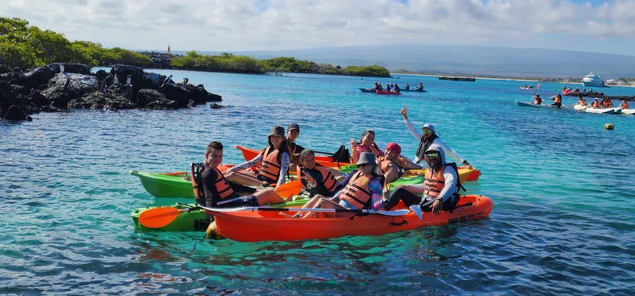 Students kayaking in Galapagos